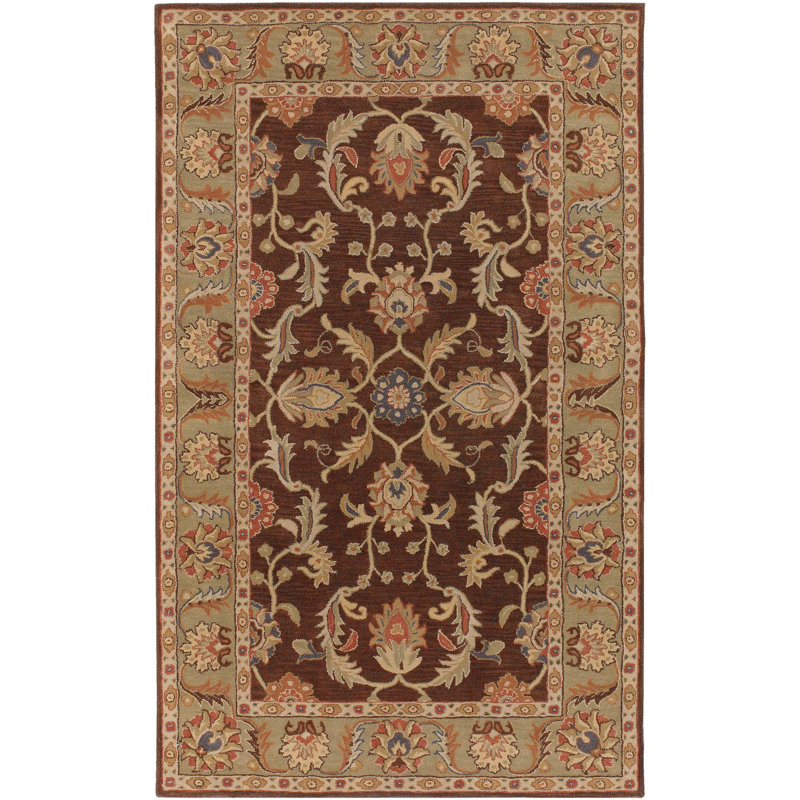Charlton Home® Waterston Oriental Handmade Tufted Wool Dark Brown/Camel